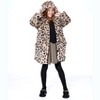 Deux par Deux Girl Printed Fake Fur Long Coat Black and Beige Leopard - 4 of 4