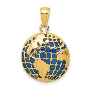Black Bow Jewelry 14k Yellow Gold and Blue Translucent Acrylic Globe Pendant, 16mm - 1 of 4