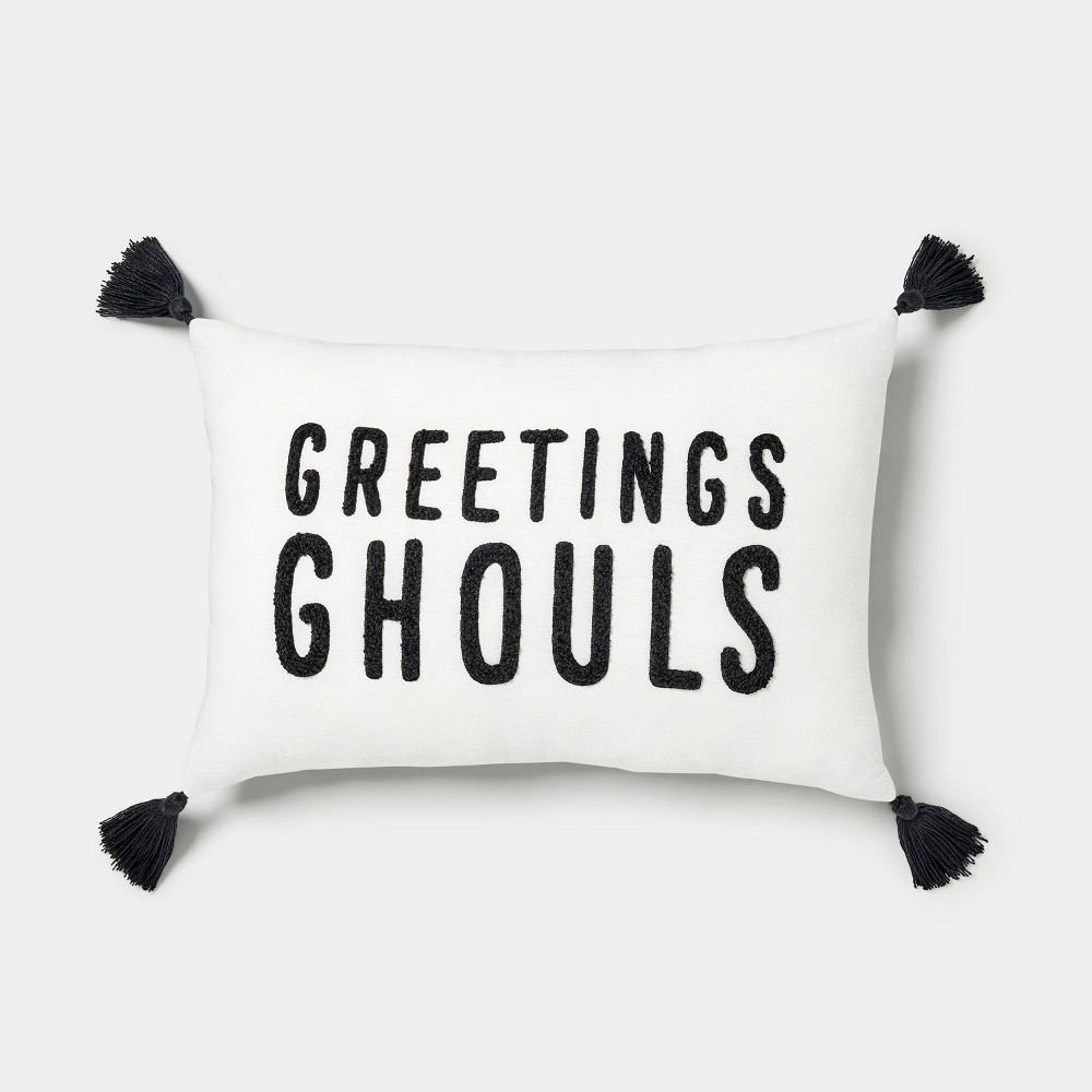 Reversible 'Greetings Ghouls' Halloween Decorative Covered Porch Pillow - Hyde & EEK! Boutique™