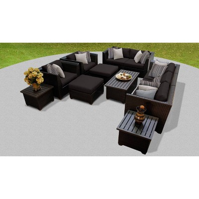 Barbados 12pc Patio Sectional Seating Set with Cushions - Black - TK Classics
