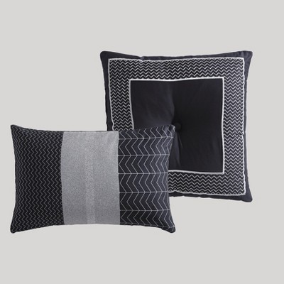 Black and Gray Cotton Queen Reversible Comforter Set