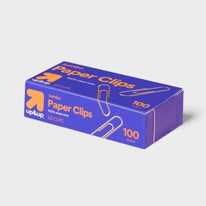 100ct Jumbo Paper Clips - up&up™: Silver Office Supplies, 1.75" Height, 100 Pack - 1 of 3