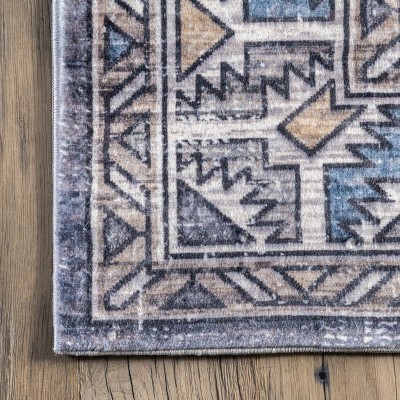 Luxuriously Soft Blue Synthetic 38" Rectangular Area Rug