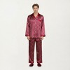 Anna-Kaci Men's 2-Piece Set Satin Pajamas with Geometric Print Contrast Collar and Button-Up Top - 2 of 4