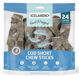 Icelandic+ Cod Skin 5" Short Dog Chew Sticks Treat, 24 Pack Bag - 1 of 4