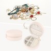 REGALWOVEN PU Leather Mini Portable Compact Round Jewelry Box Display Holder - 2 of 4
