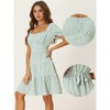 Allegra K Women's Summer Tiered Floral Square Neck Puff Sleeve Tie Back Flowy Mini Dress - 2 of 4