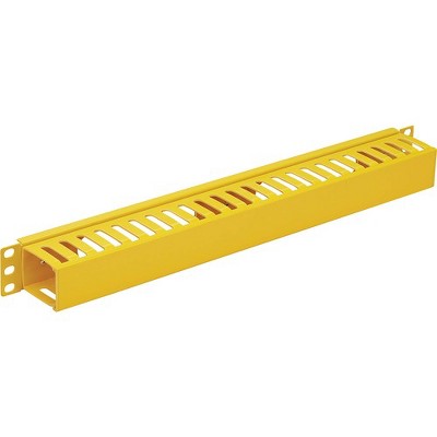 Tripp Lite Horizontal Cable Manager - Finger Duct with Cover, Yellow, 1U - Yellow - 1U Rack Height - Steel