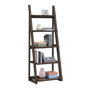 5-Tier Shelves,Bookshelf, Storage Rack, Bookcase with Rubber Wood Frame, Ladder Shelf for Living Room, Home Office, Kitchen, Apartment ,Rustic Brow - 1 of 4