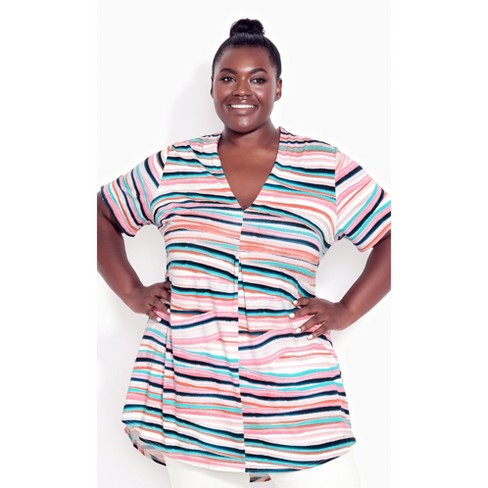 Women's Plus Size Kaylie Hi Lo Print Top - Pink Waverley | Avenue : Target