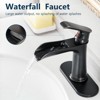 ChicFurnit Bathroom Sink Faucet Single Handle Waterfall Design with Pop Up Drain and Supply Lines for Trendy Vanities, Brown, 15"*7.7"*3.1" - 3 of 4