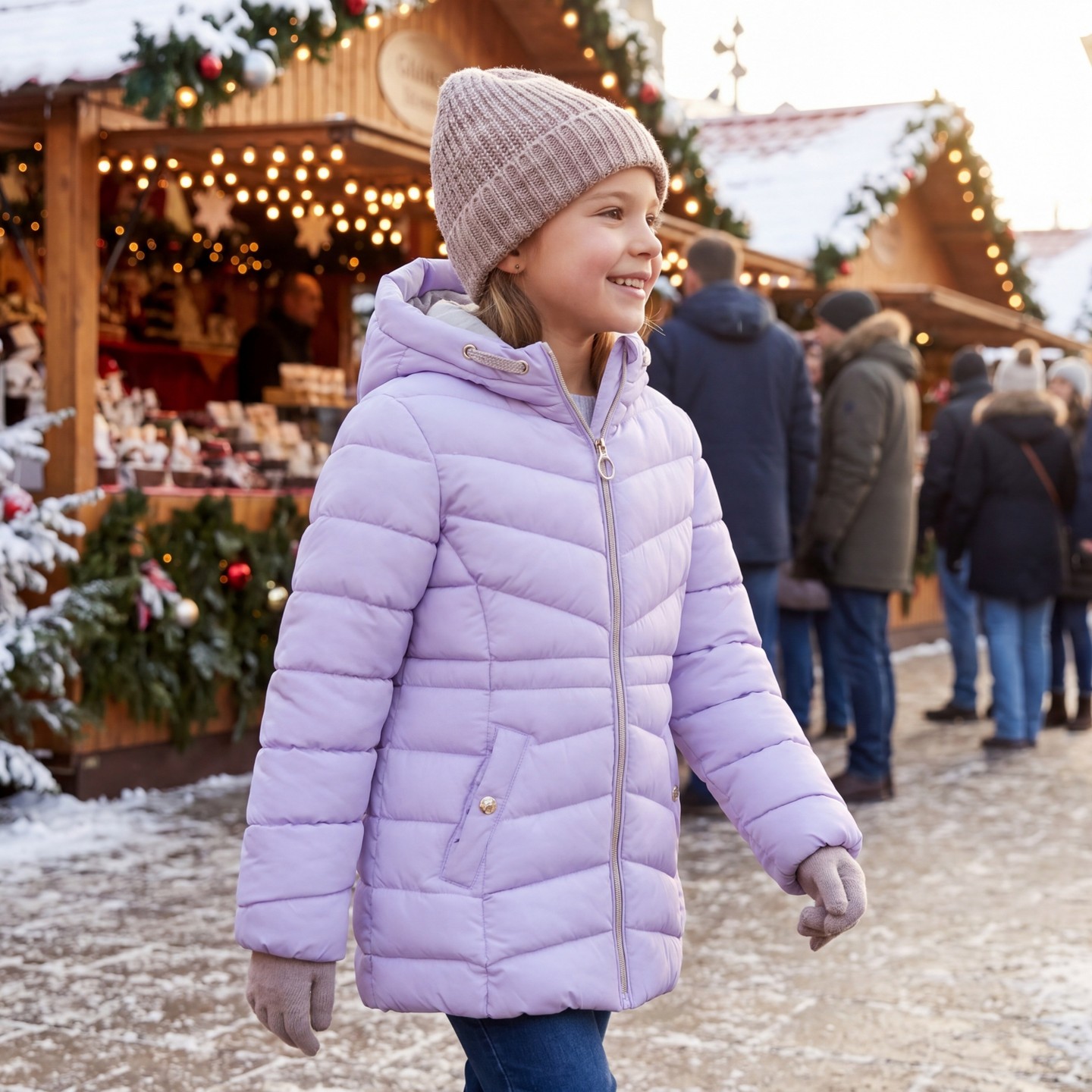 Куртка Rokka&Rolla Long Coat Puffer Jacket-Purple для девочек, цвет: Фиолетовый — фото 4