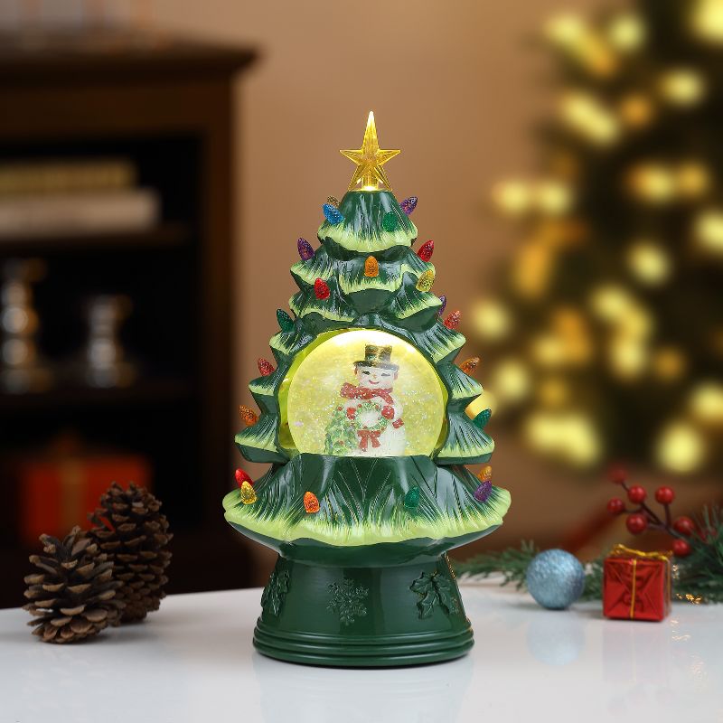 Mr. Christmas Nostalgic Ceramic LED Christmas Tree With Automatic Snow Globe, 3 of 7