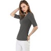 INSPIRE CHIC Women's Half Sleeves Scoop Neck Fitted Layering Soft T-Shirt - 4 of 4