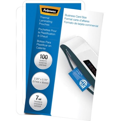 Fellowes Laminated Business Pouches Glossy 2-1/4"x3-3/4" 7mil 100/PK 52059