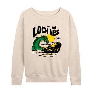 Women's - Instant Message - The Loch Ness Lightweight French Terry Wide Neck Long Sleeve Graphic Shirt - 1 of 4