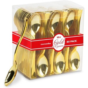 Stock Your Home 4-Inch Mini Disposable Plastic Spoons, Gold (80 Pack) - 1 of 4