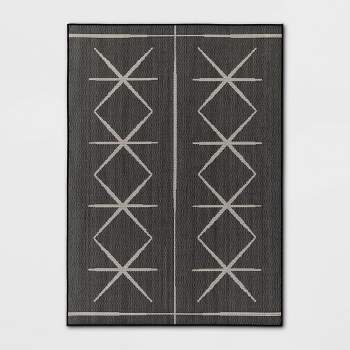 Modern Crisscross Rectangular Woven Indoor Outdoor Rug Black - Threshold™