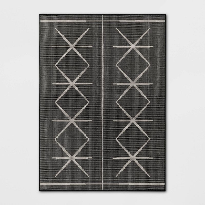 Modern Crisscross Rectangular Woven Indoor Outdoor Rug Black - Threshold™, 1 of 6