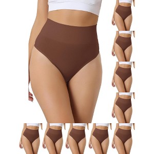 INSPIRE CHIC Women's High-Waisted Invisible Stretchy Comfortable Thongs 10 Packs - 1 of 4
