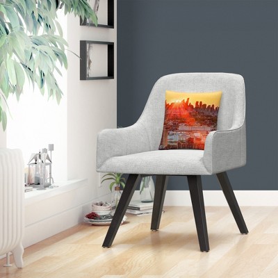 Midtown Sunset Orange Cityscape 16x16 Polyester Throw Pillow