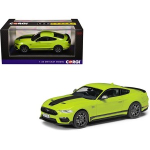 Ford Mustang Mk6 Mach 1 RHD (Right Hand Drive) Grabber Yellow with Black Stripes "Vanguards" Series 1/43 Diecast Model by Corgi - 1 of 3