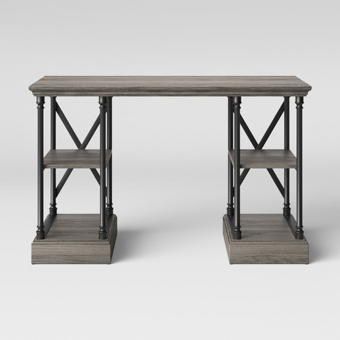 Conway Wood Writing Desk with Storage Gray - Threshold™