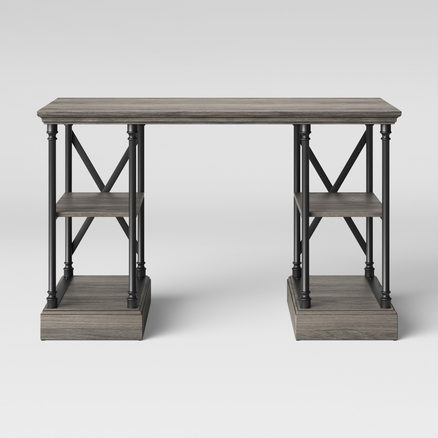 Conway Wood Writing Desk with Storage Gray by Threshold