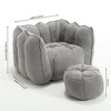 Bean Bag Chair with Ottoman, Modern Chenille Square Sofa Chair, Soft Bean Bag Couch with Footstool for Living Room Bedroom Apartment Dorm - 4 of 4