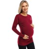 Coolmee Maternity Shirt Long Sleeve Basic Top Ruch Sides Bodycon Tshirt for Pregnant Women with Button - 3 of 4