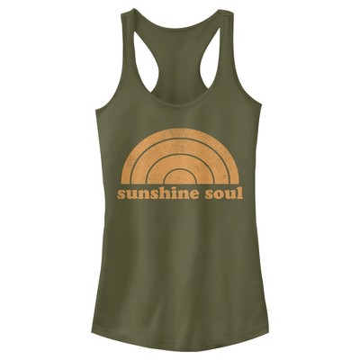 Juniors Womens Lost Gods Distressed Sunshine Soul Racerback Tank Top