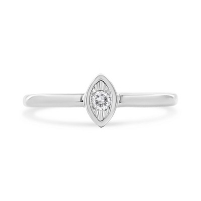 Silver 1/20 Cttw Diamond Marquise Shaped Promise Ring