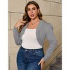 Coolmee Women's Plus Size Cropped Cardigan Bolero Shrug Open Front Long Sleeve Knit Sweater Cardigan - 3 of 4
