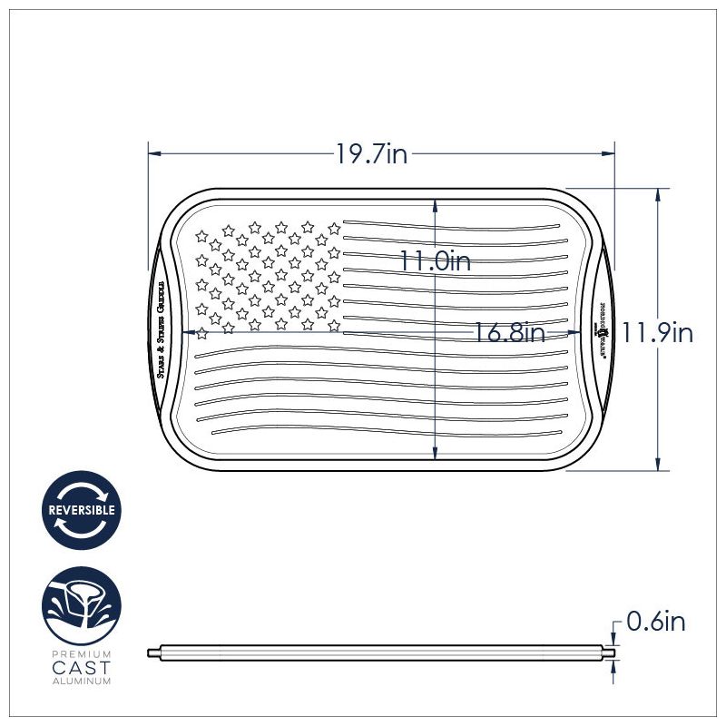 Nordic Ware Stars & Stripes Reversible Grill Griddle, 3 of 6