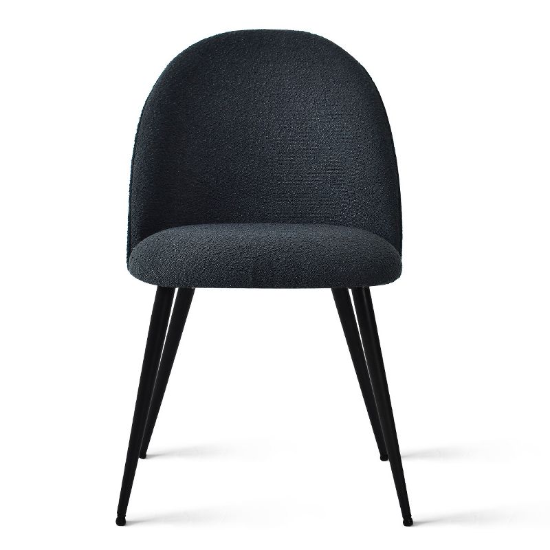 Rhon Modern Dining Chairs Set of 4 with Black Metal Base, Armless Kitchen Chairs with Upholstered Bouclé Fabric-The Pop Maison, 3 of 10