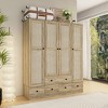 Famapy Yellow Wooden Wardrobe Armoire Closet Freestanding Hall Tree - 2 of 4