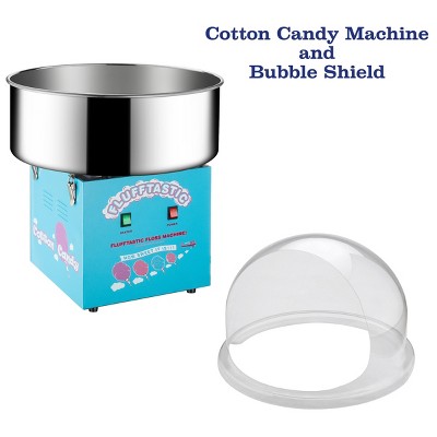 Great Northern Popcorn Cotton Candy Machine -Flufftastic 1000W Floss Maker with Dome Shield and Stainless-Steel Pan – Blue