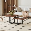 47.2" Glass Top Coffee Table with MDF Base, Modern Minimalist Design with Circular Support Structure - 2 of 4
