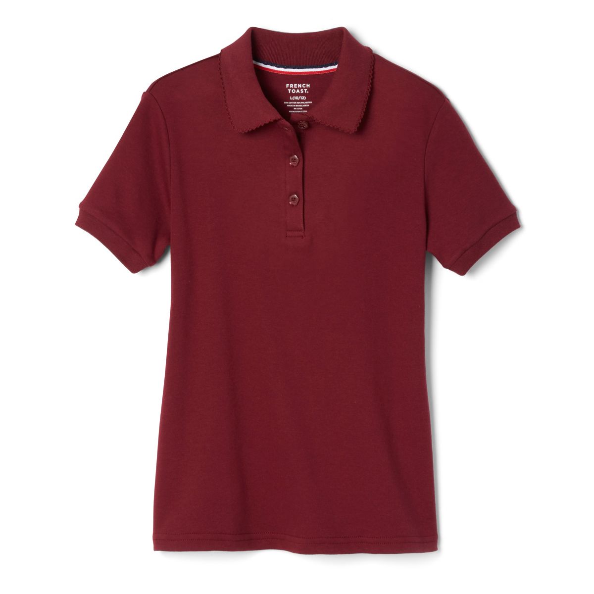 French Toast School Uniform Girls Short Sleeve Fitted Interlock Polo with Picot Collar (Feminine Fit) - thumbnail 5