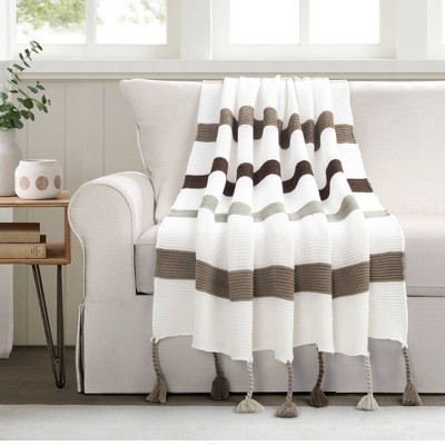 50"x60" Boho Knitted Tassel Throw Blanket - Lush Décor