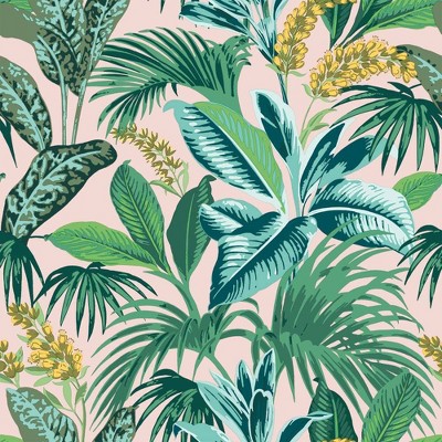 Tempaper Havana Palm Peel and Stick Wallpaper Pink Botanical