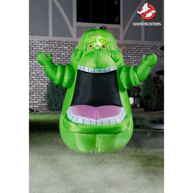 HalloweenCostumes.com  5FT Inflatable Slimer Outdoor & Indoor Decoration, Light-Up Green Halloween Holiday Display Decor, White/Pink/Green, 2 of 8