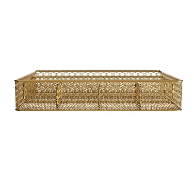 Gold Mesh Metal 6 Compartment Desk Drawer Organizer