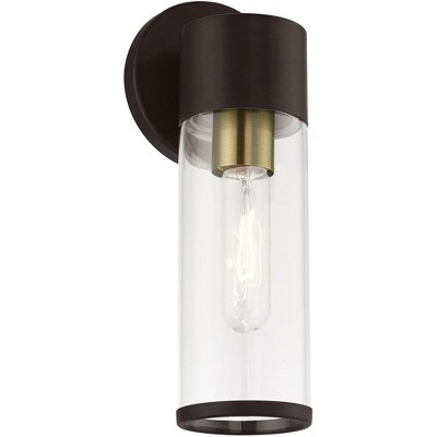 Antique Brass and Bronze Dimmable Wall Sconce with Clear Glass Shade