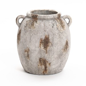 LuxenHome Mottled Brown and White Terracotta 11.8-Inch Tall Indoor and Outdoor Jug Vase with Handles - 1 of 4