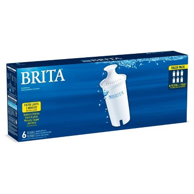 Brita White Standard Water Filter Replacements, 6-Pack