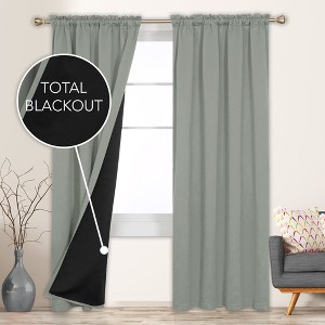 Deconovo ModernLuxury BlackOut RodCurtains For LivingRoom or BedRoom，Easy Clean,2Panels - 1 of 4