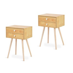 Tangkula Set of 2 Side End Table Nightstand 2 Drawers Bedroom Room Furniture - 1 of 4