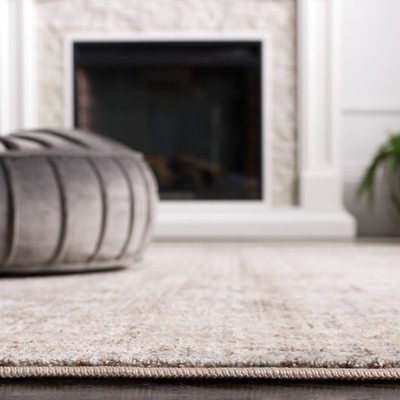 Ivory and Brown Flat Woven Synthetic Runner Rug, 2'2" x 8'