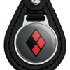 Batman Harley Quinn Diamond Logo Black Leather Keychain - 3 of 4